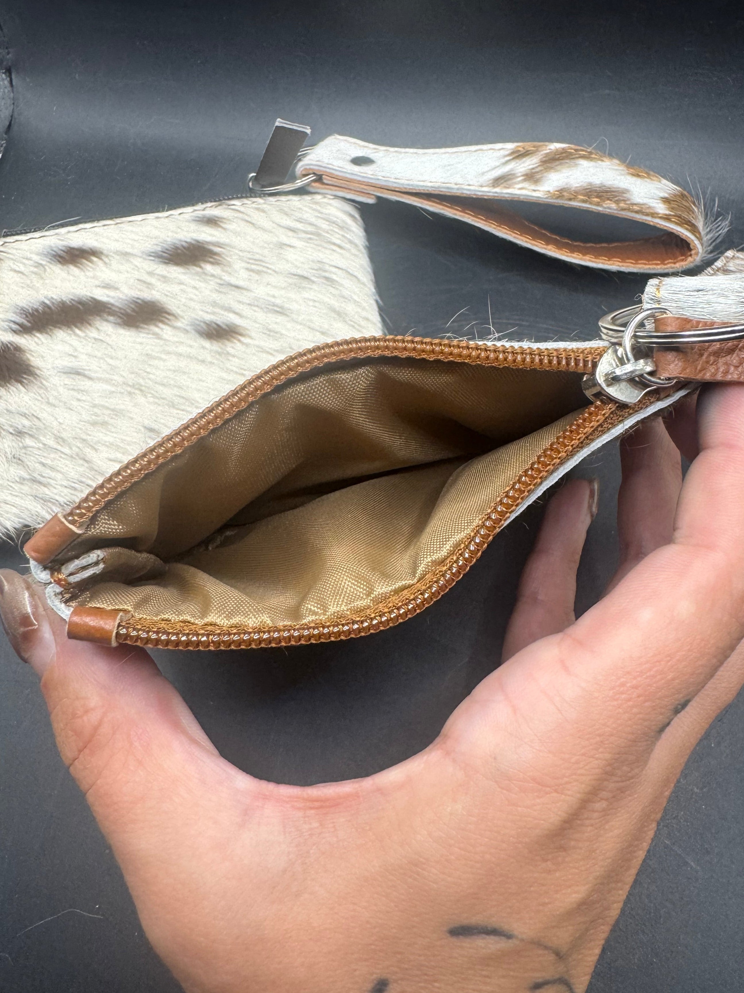Cowhide coin purse with matching strap/keychain