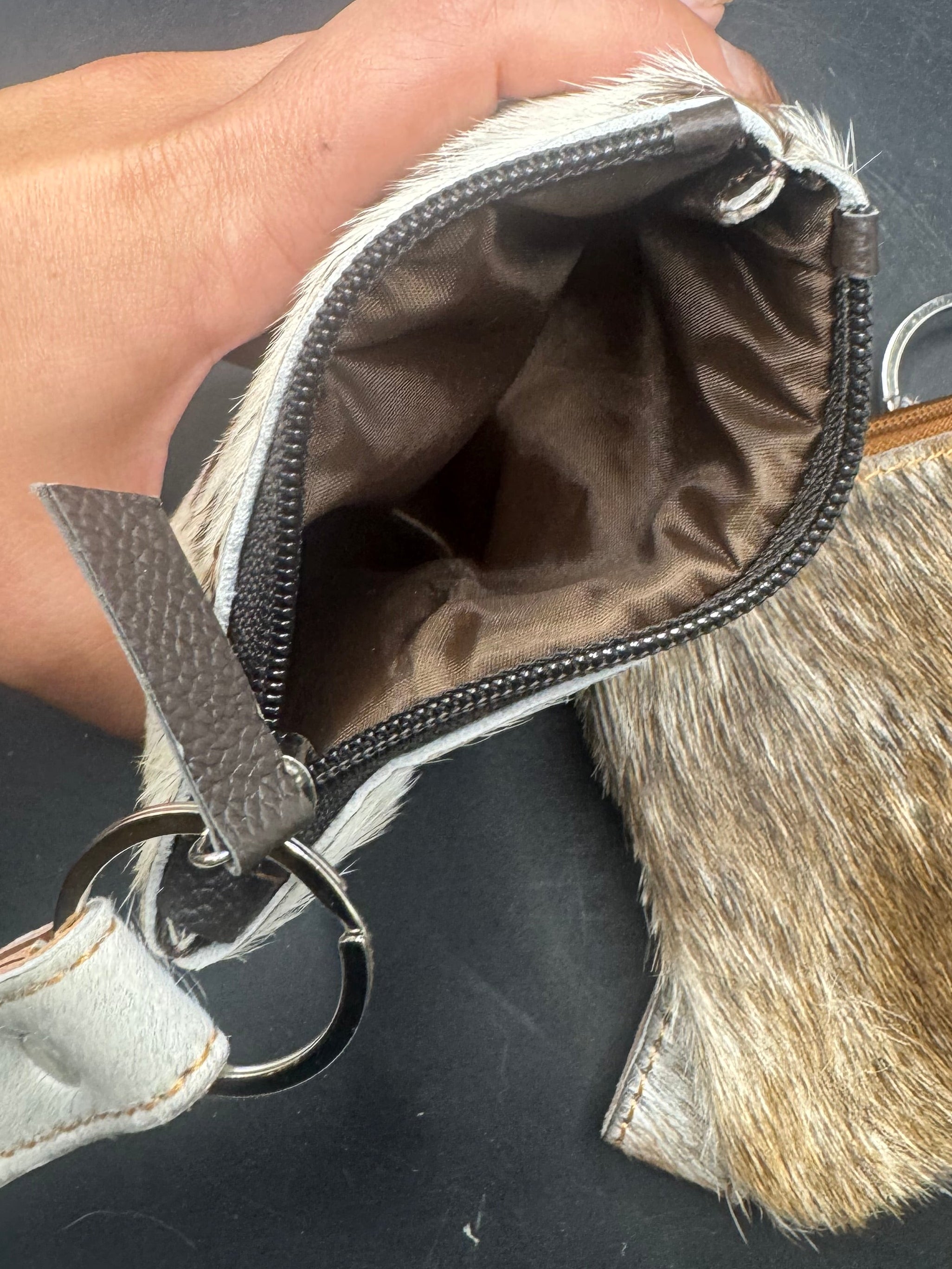 Cowhide coin purse with matching strap/keychain