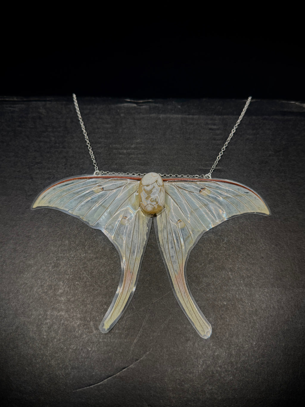 Butterfly/moth & stone necklace