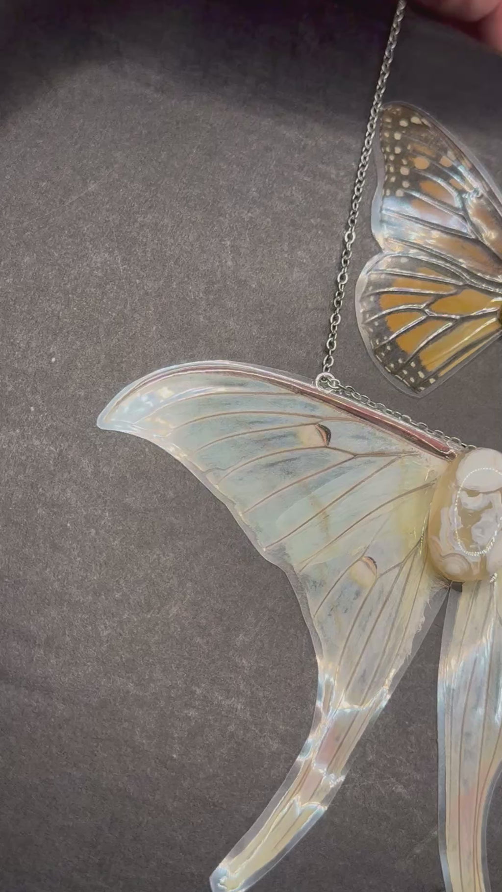 Butterfly/moth & stone necklace